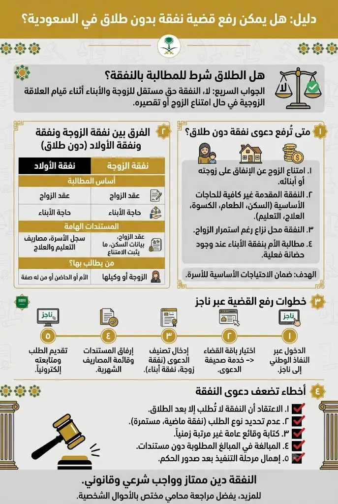 هل يمكن رفع قضية نفقة بدون طلاق
